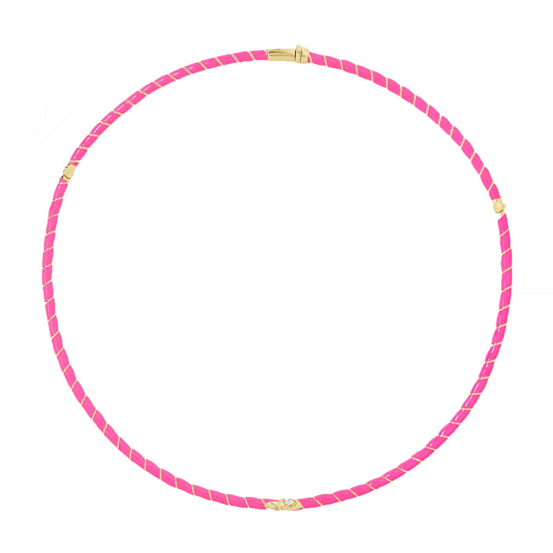 9ct yellow gold enamel and diamond necklace