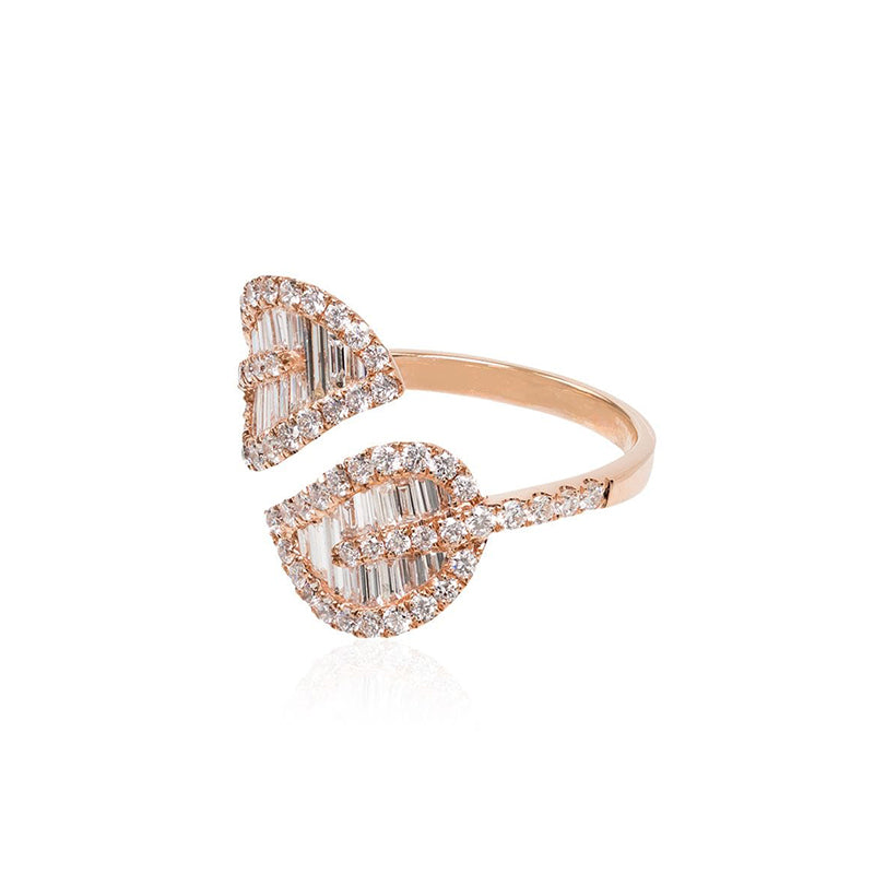 Anita Ko Palm Leaf 18ct rose gold diamond ring
