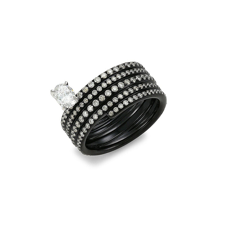 Blast 18ct black rhodium plated gold diamond ring