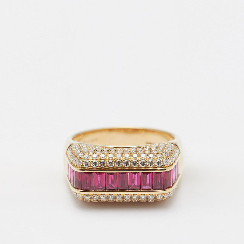Empress 18ct yellow gold diamond and ruby ring