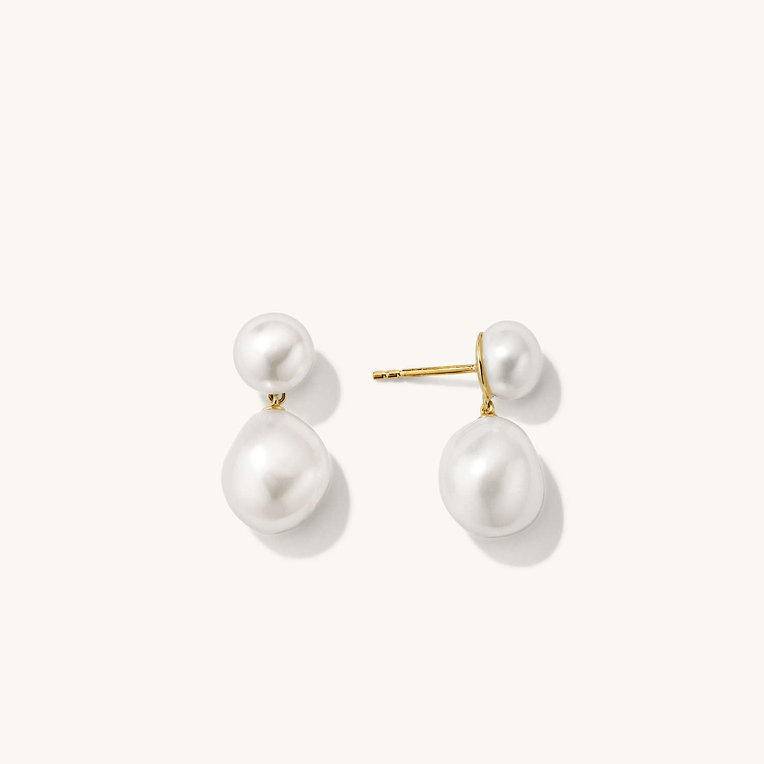 Mejuri bold yellow gold vermeil pearl earrings