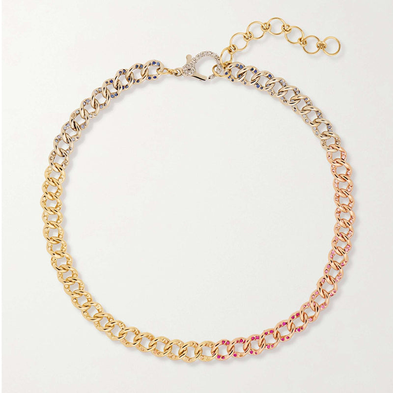 18ct yellow gold multi-stone anklet