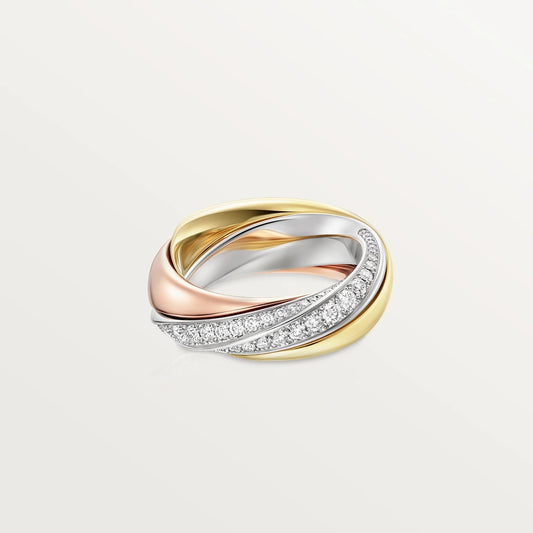 18ct tricolor medium diamond Trinity ring