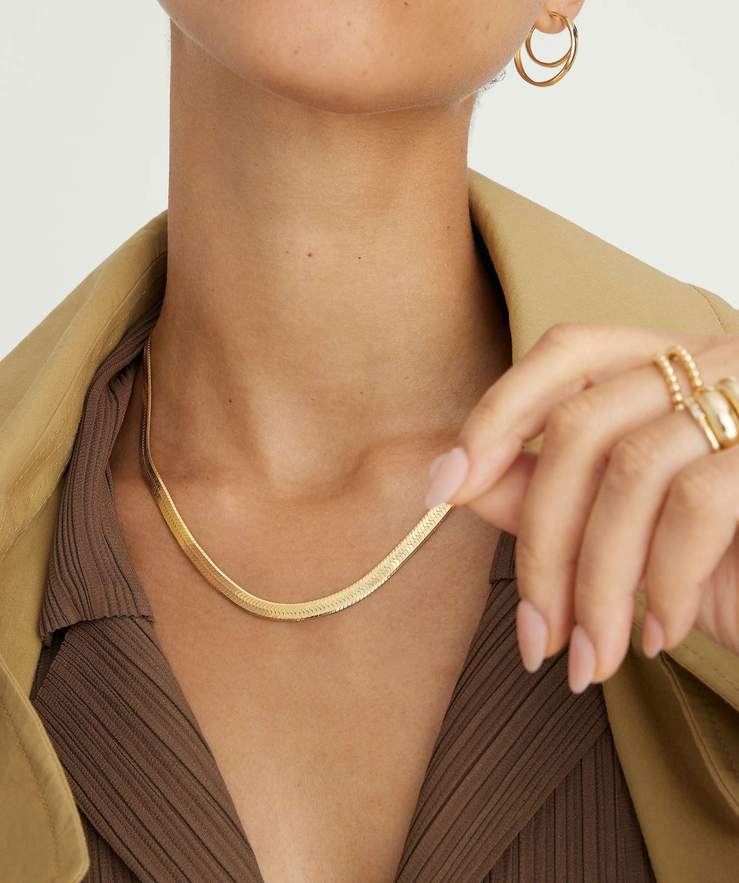 Herringbone yellow gold vermeil necklace