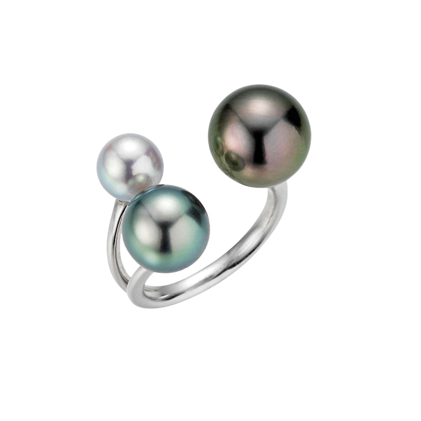 Open white gold pearl ring