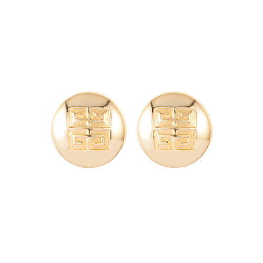 Exclusive Vintage Yellow Gold Plated Givenchy Logo Earrings