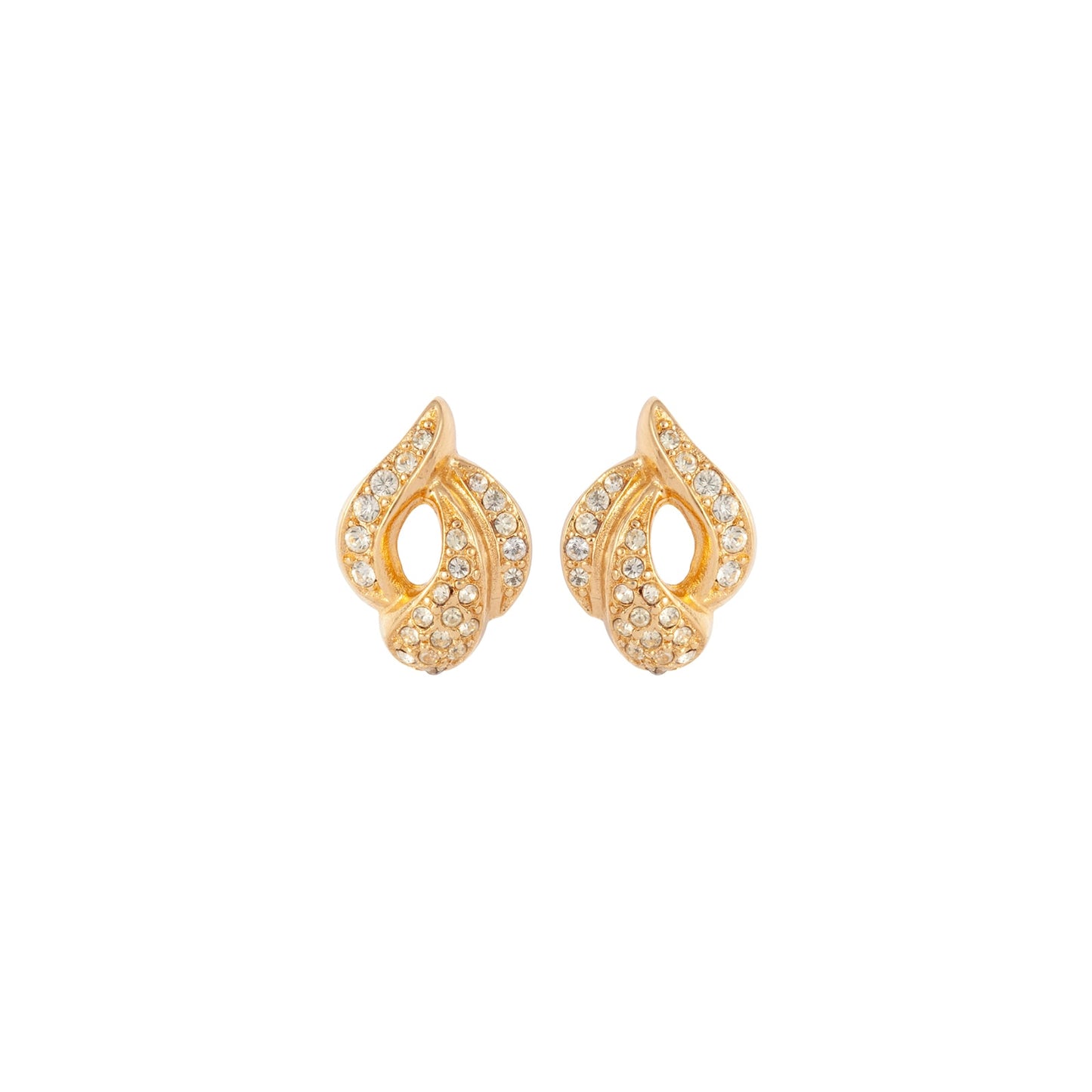 Exclusive Vintage Yellow Gold Plated Dior Crystal Earrings