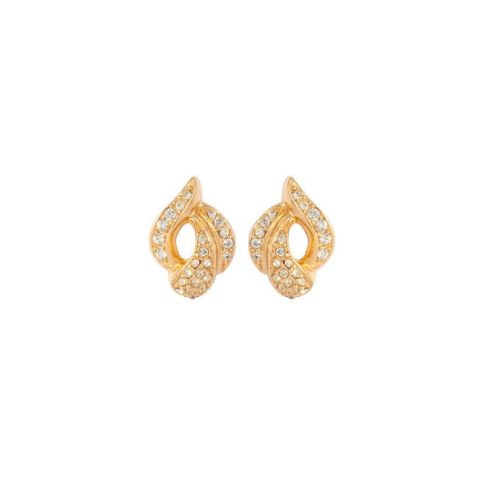 Exclusive Vintage Yellow Gold Plated Dior Crystal Earrings