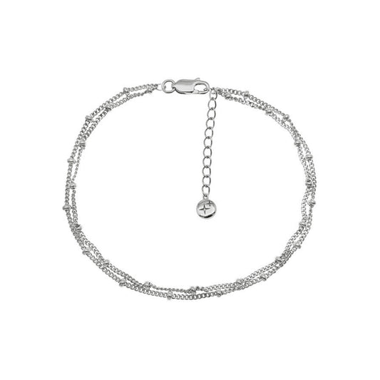 Double Chain Anklet Silver Plated