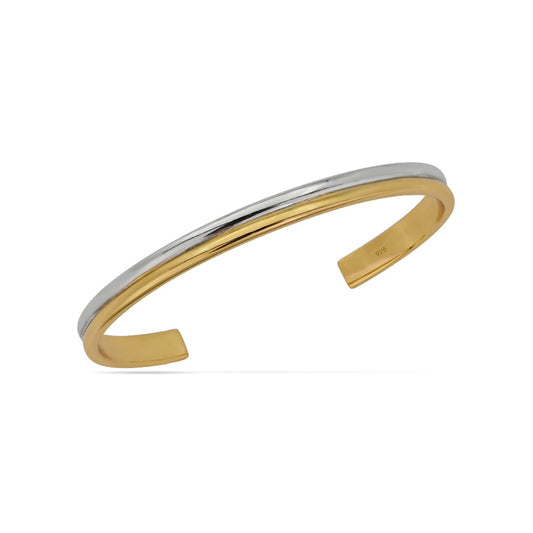 Bicolour Double Bar Cuff Bracelet 18ct Gold Plated