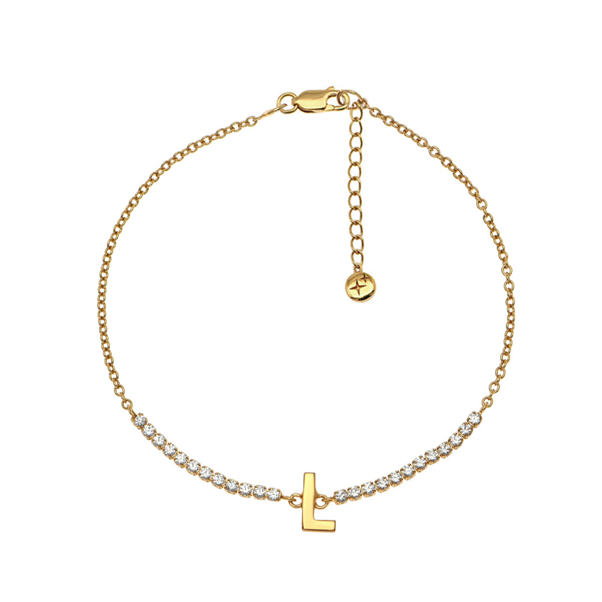 L Letter Tennis Bracelet 18ct Gold Plated