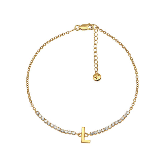 L Letter Tennis Bracelet 18ct Gold Plated