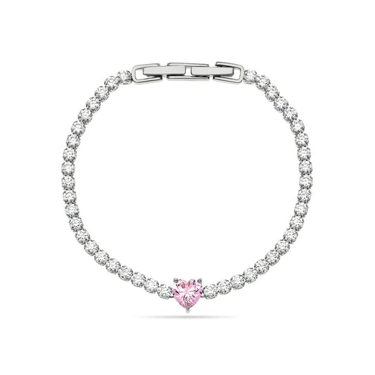 Pink Heart Tennis Bracelet