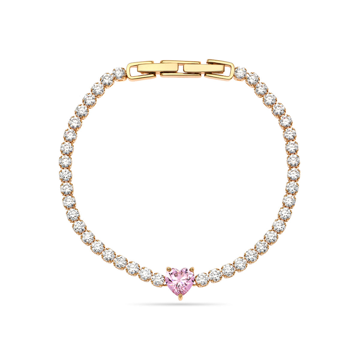 Pink Heart Tennis Bracelet