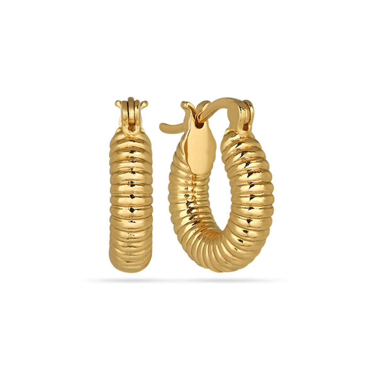 Chunky Hoop Earrings 18ct Gold Plated