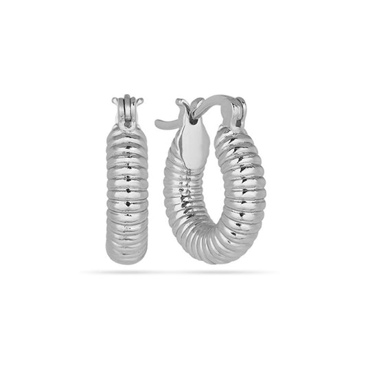 Chunky Hoop Earrings Silver Plated