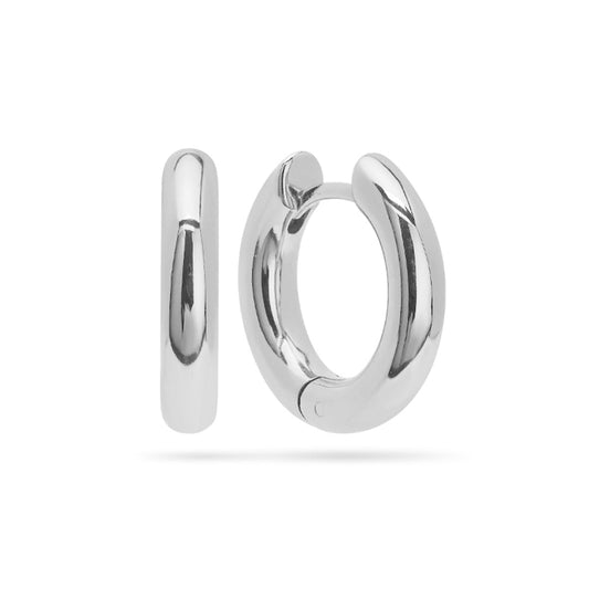 Plain Chunky Hoop Earrings  Silver Plated