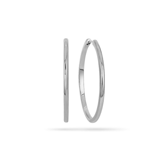 Basic Hoop Earrings 40mm Silver Plated