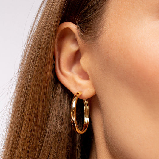 Hoop Earrings 30mm 18ct Gold Plated