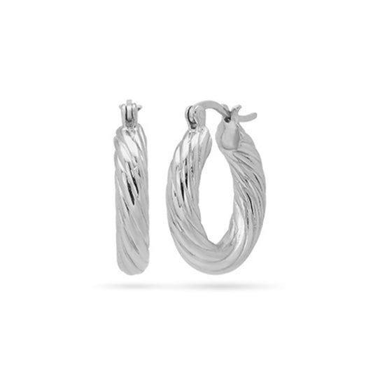 Chunky Hoop Earrings Silver Plated