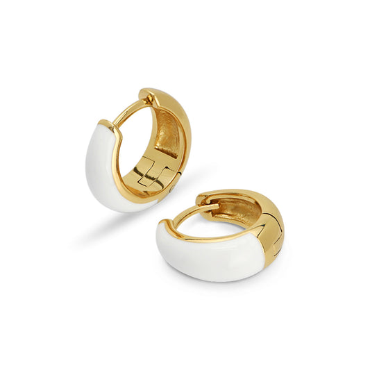 Enamel Mini Hoop Earrings 18ct Gold Plated