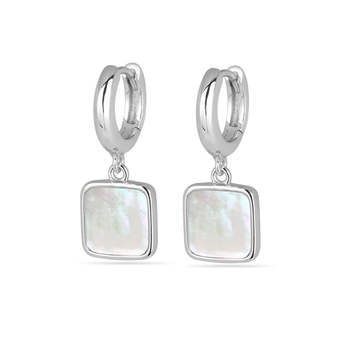 Mother Of Pearl Earrings Silver Plated