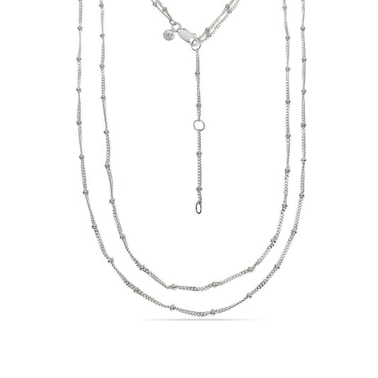 Double Chain Necklace Silver Plated