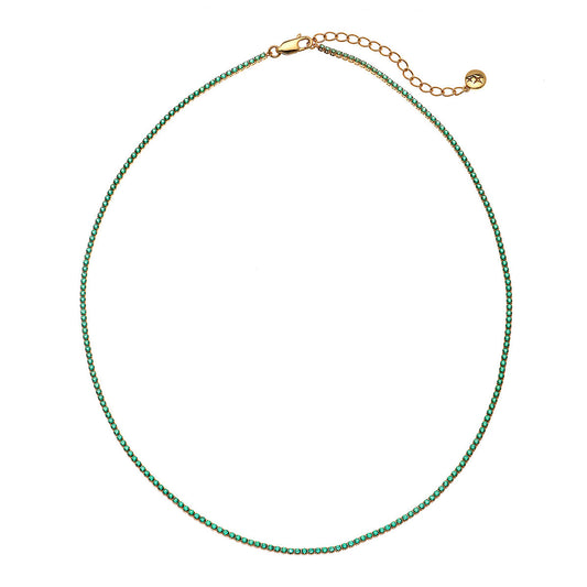 Nano Emerald Tennis Necklace 18ct Gold Plated