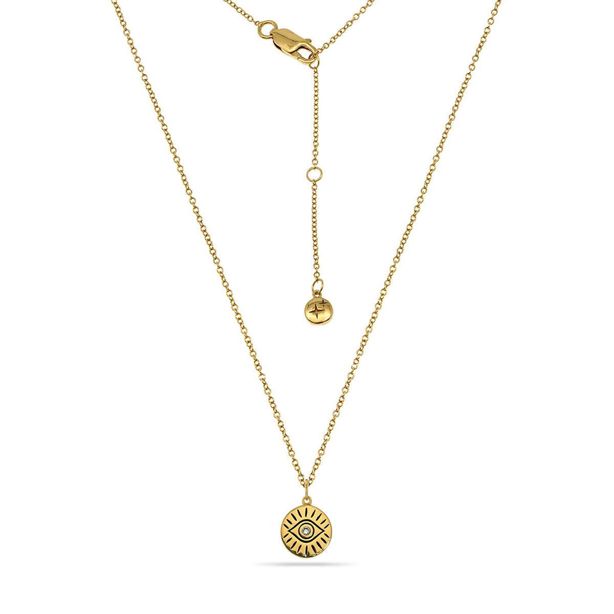 Evil Eye Coin Pendant Necklace 18ct Gold Plated