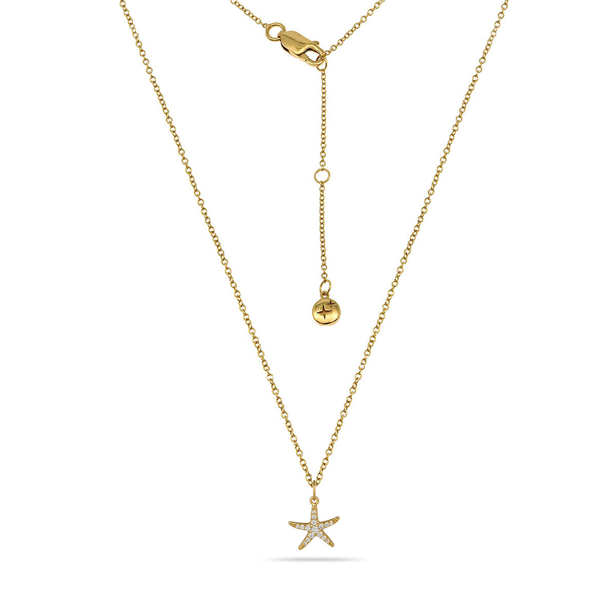 Pave Starfish Charm Necklace 18ct Gold Plated