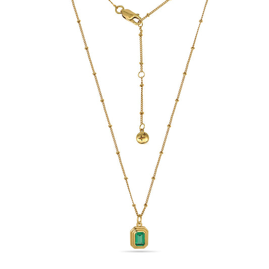 Nano Emerald Gem Charm Necklace 18ct Gold Plated