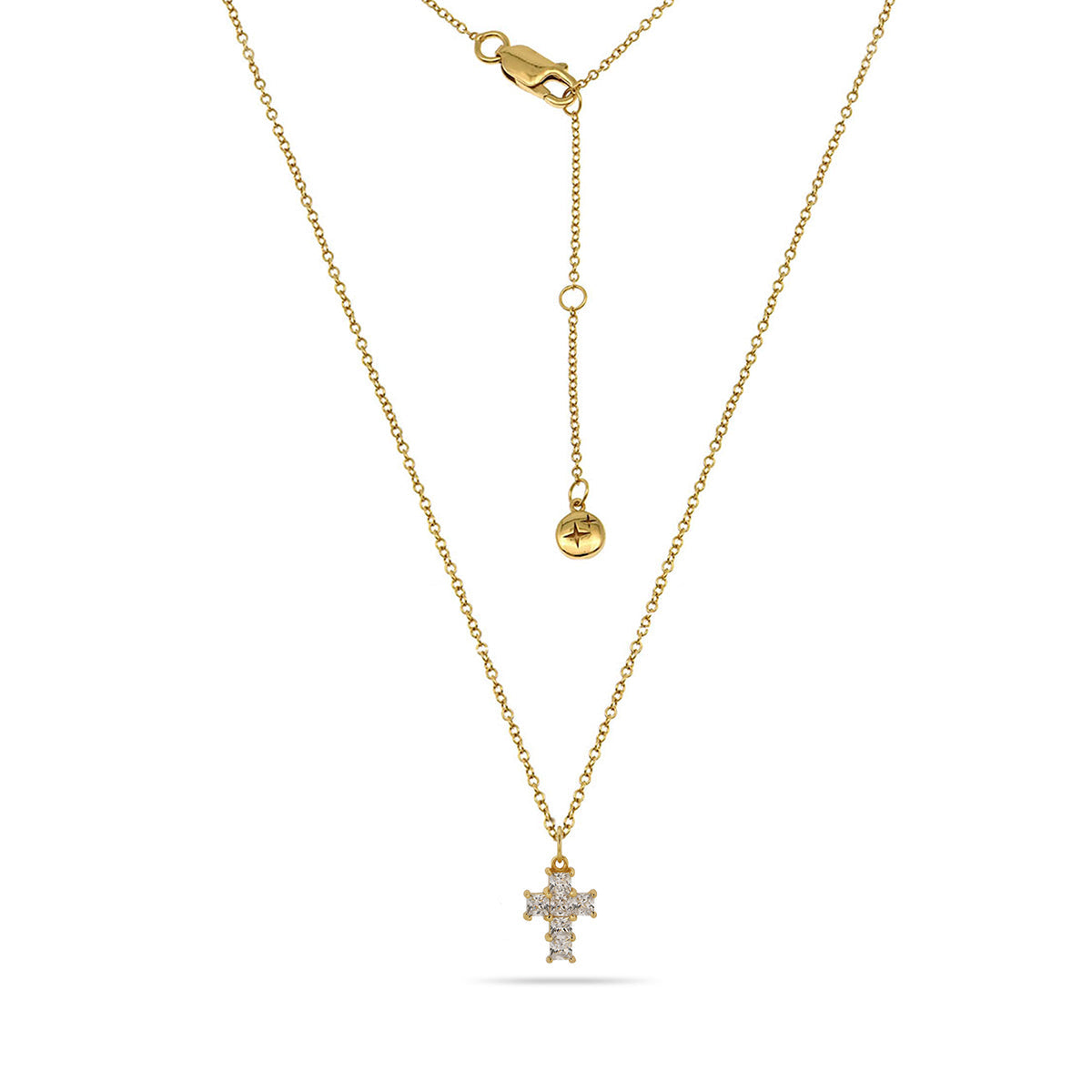 Pave Cross Necklace 18ct Gold Plated