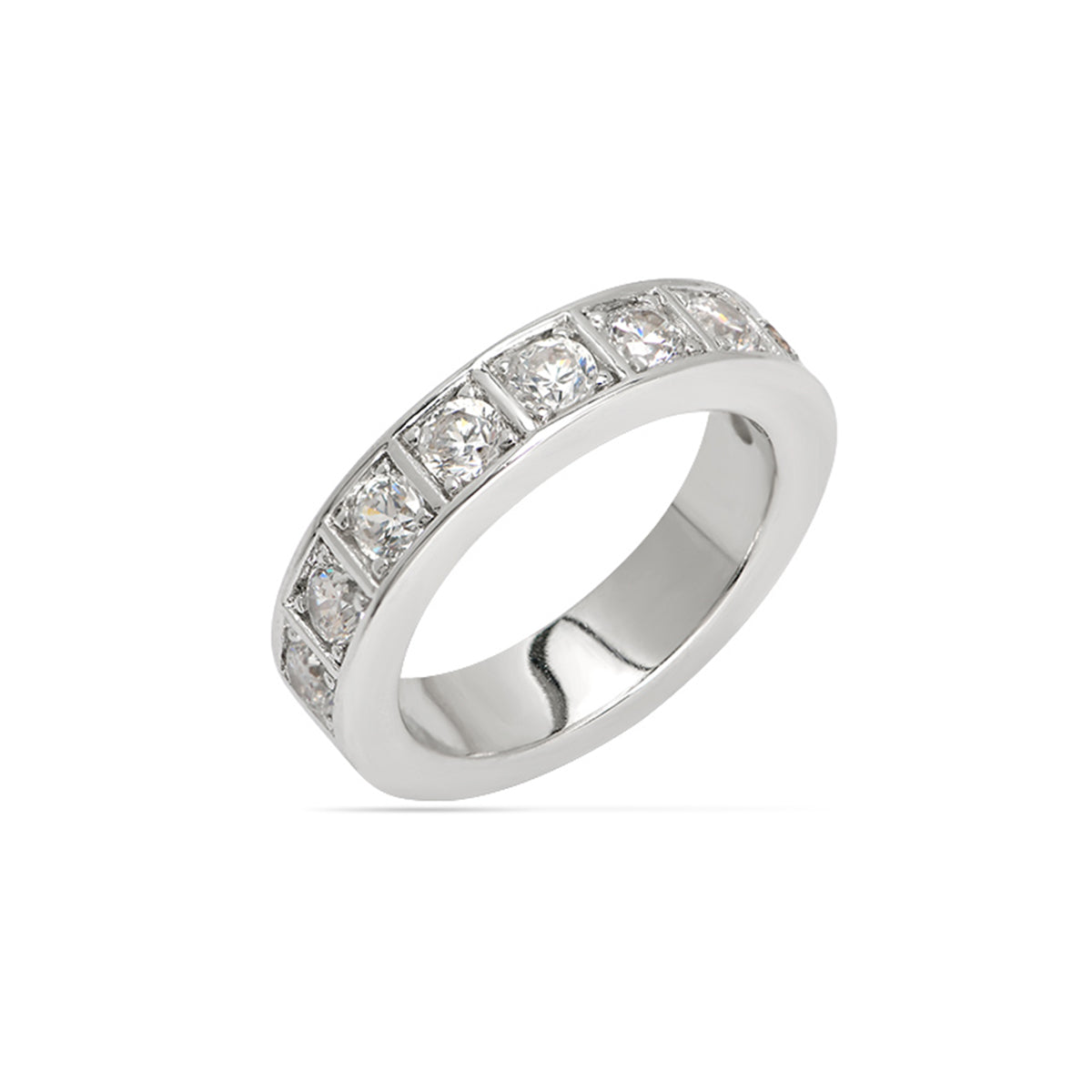 Pave Band Ring Silver Plated