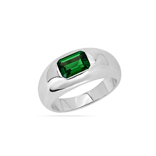 Nano Emerald Dome Ring 18ct Silver Plated