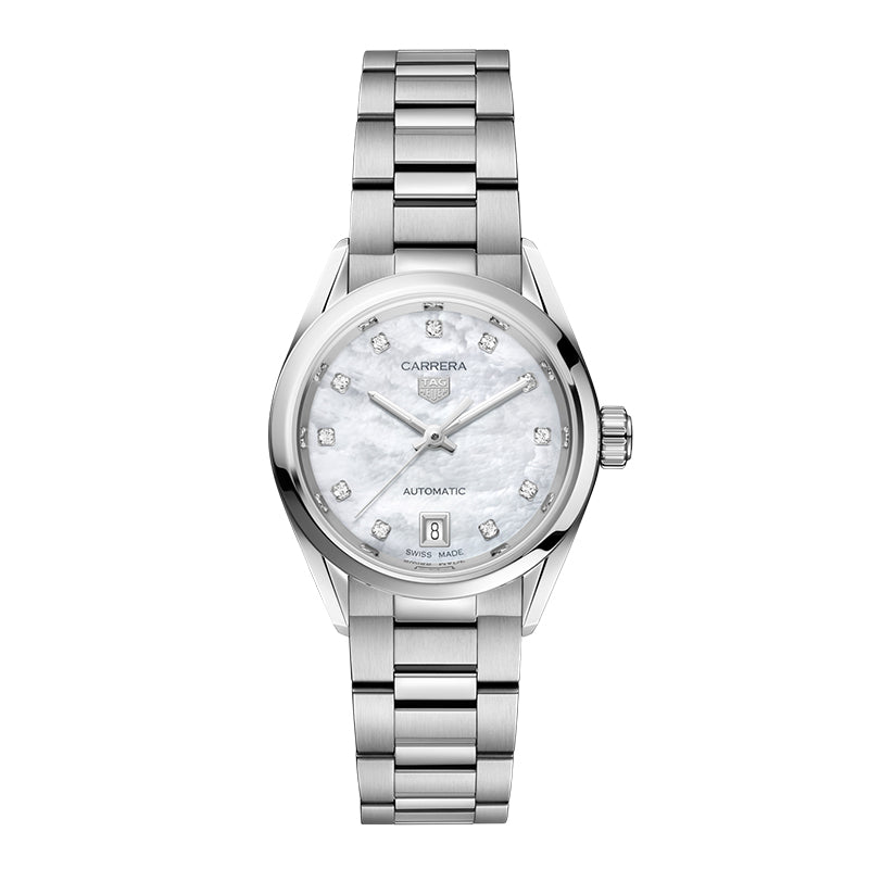 Carrera quartz 28mm stainless steel, diamonds, steel bracelet watch