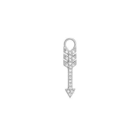 Cubic Zirconia Arrow Huggie Hoop Charm Enhancer Sterling Silver