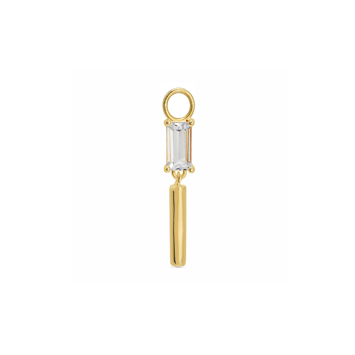 Cubic Zirconia Baguette Huggie Hoop Charm Enhancer 18ct Gold Plated Vermeil