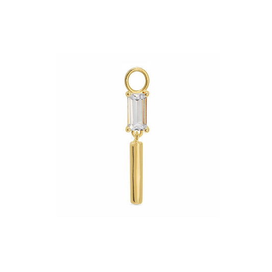 Cubic Zirconia Baguette Huggie Hoop Charm Enhancer 18ct Gold Plated Vermeil