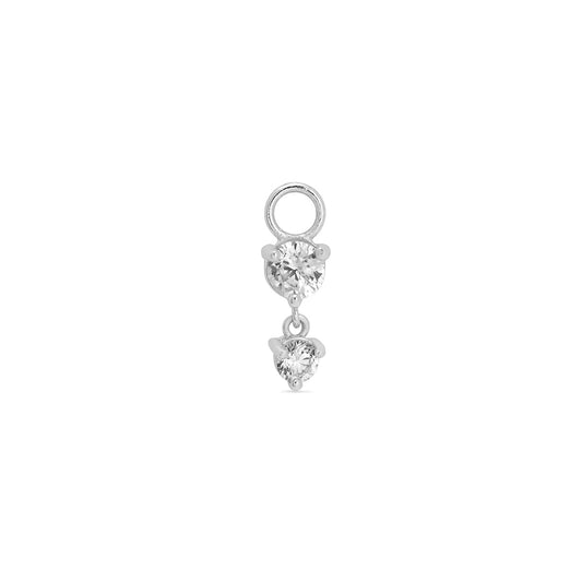 Round Cubic Zirconia Huggie Hoop Charm Enhancer Sterling Silver