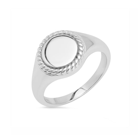 Twisted Rope Signet Ring Sterling Silver