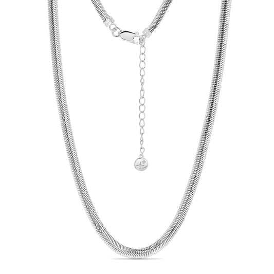 Oval Snake Necklace Silver Plated