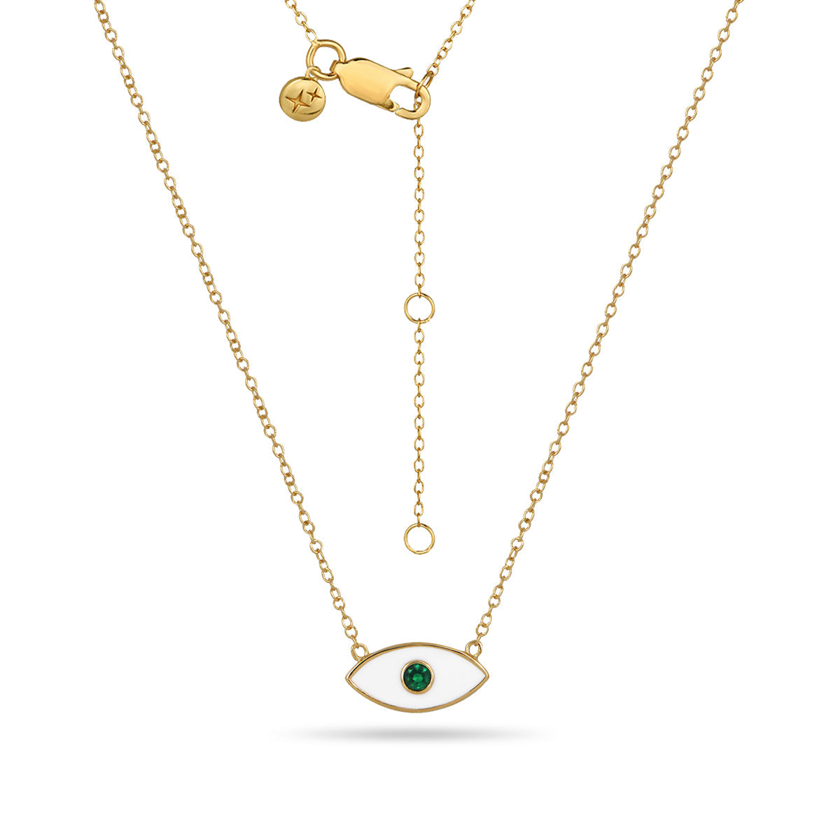 White Enamel Adjustable Necklace 18ct Gold Plated Vermeil