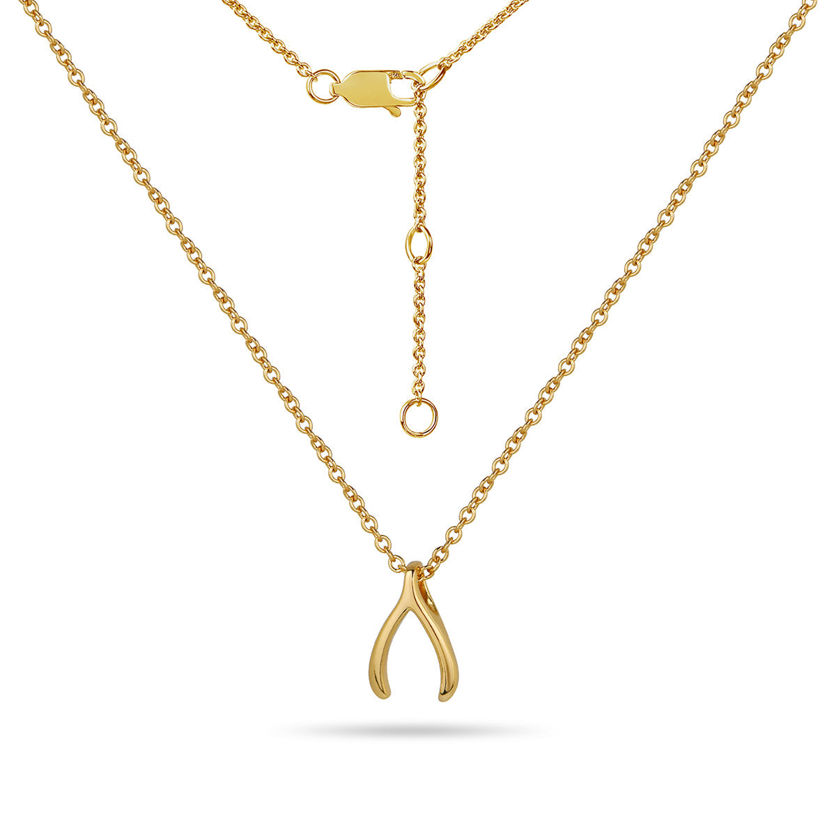 Wish Bone Adjustable Necklace 18ct Gold Plated Vermeil