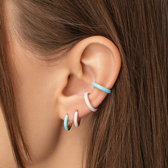 Blue Enamel Ear Cuff Sterling Silver