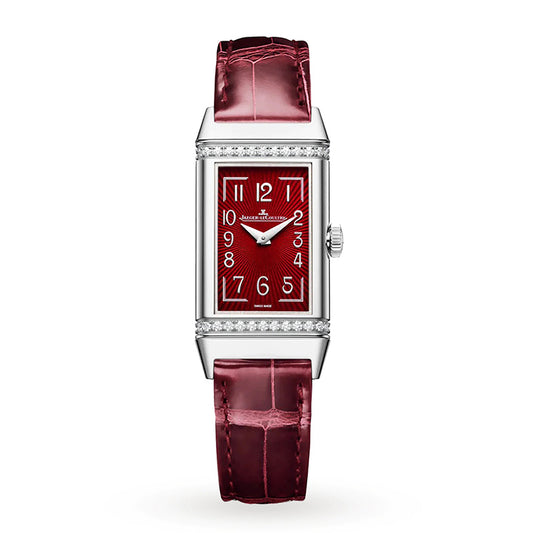 Reverso One Monoface Quartz 40mm stainless steel, diamonds, alligator strap watch