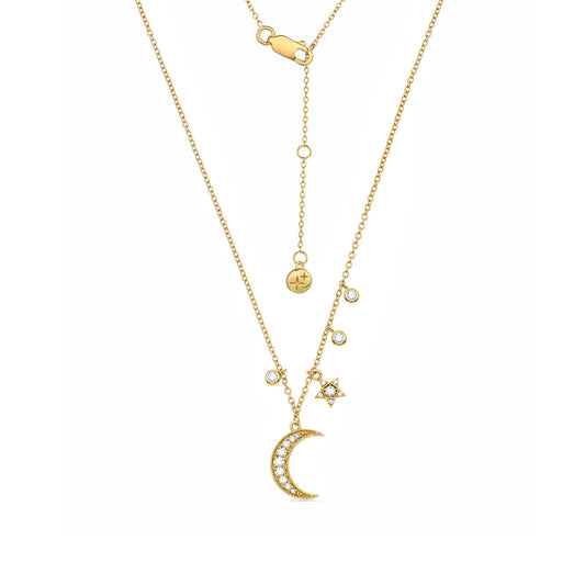 Celestial Adjustable Necklace With Cubic Zirconia 18ct Gold Plated Vermeil