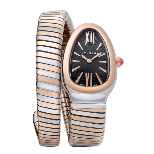 Serpenti Tubogas quartz 35mm stainless steel and yellow gold, bracelet watch