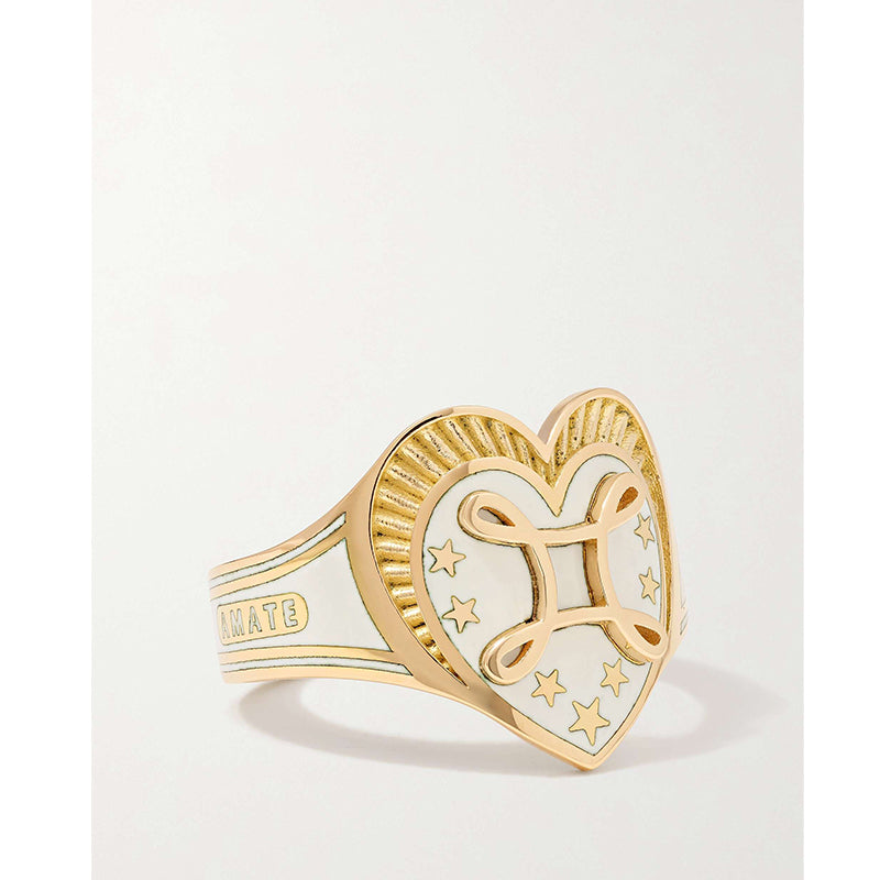 True Love 18ct yellow gold enamel ring